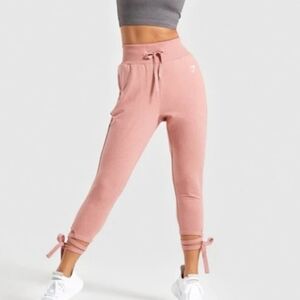GYMSHARK Ark High waisted Pink Joggers Lounge pants Size Small Zipper Pockets